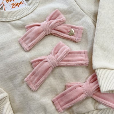 Conj. Casaco 3 Laços e Calça Legging em Plush - Areia e Rose